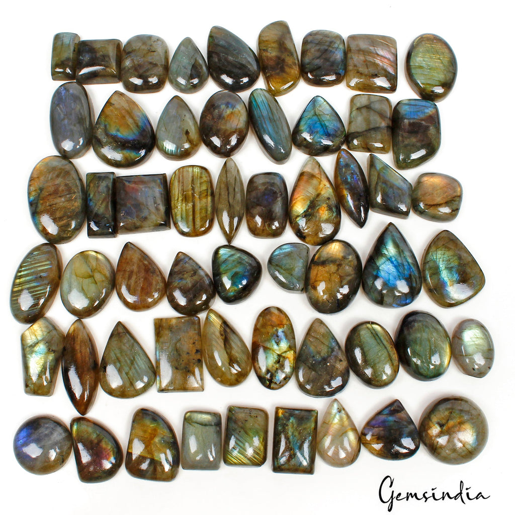 1300 Cts/55 Pcs Natural Multi Shine Spectrolite Labradorite Mixed Cab Loose Gems