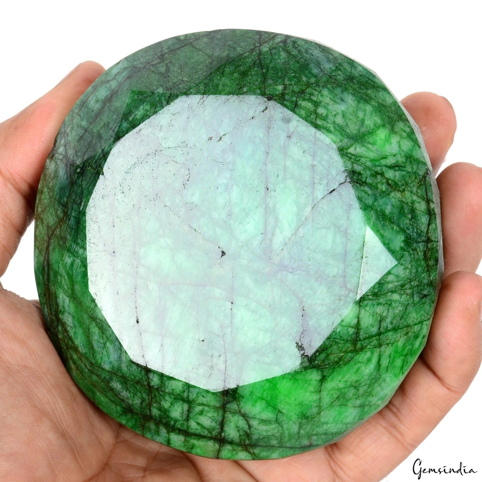 3920 Ct Natural Green Emerald Round Cut Earth Mined Huge Size Brazilian Gemstone