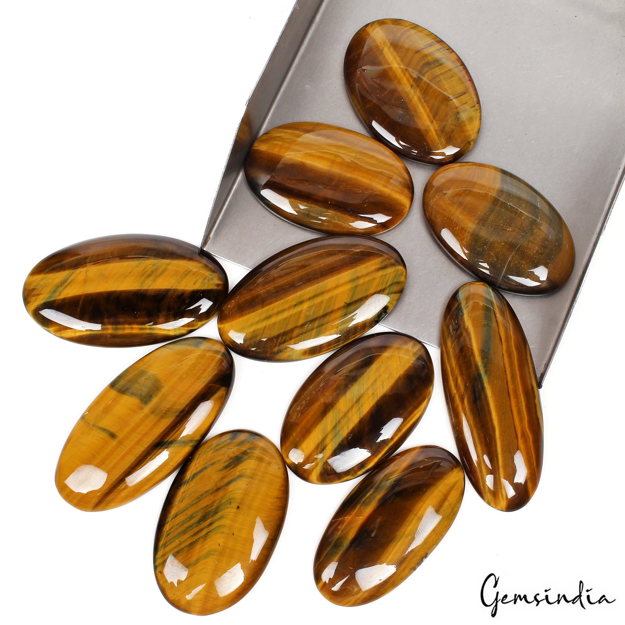 580 Ct./10 Pcs Natural Blue Pietersite Fire Tiger Eye Oval Cab Pendant Size Gems
