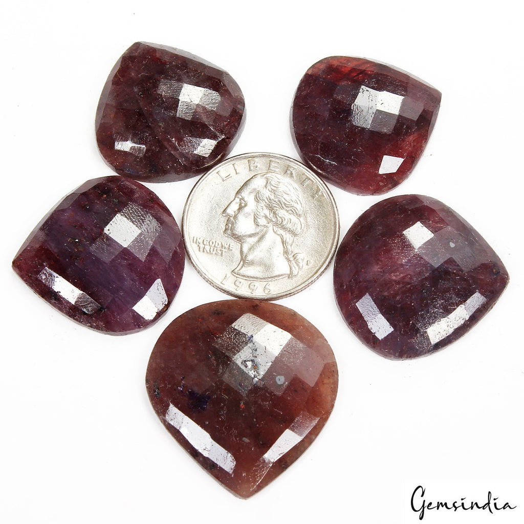 198.30 Ct Natural Blue Sapphire Pear Checker Cut Flat Back Loose Gemstone Lot