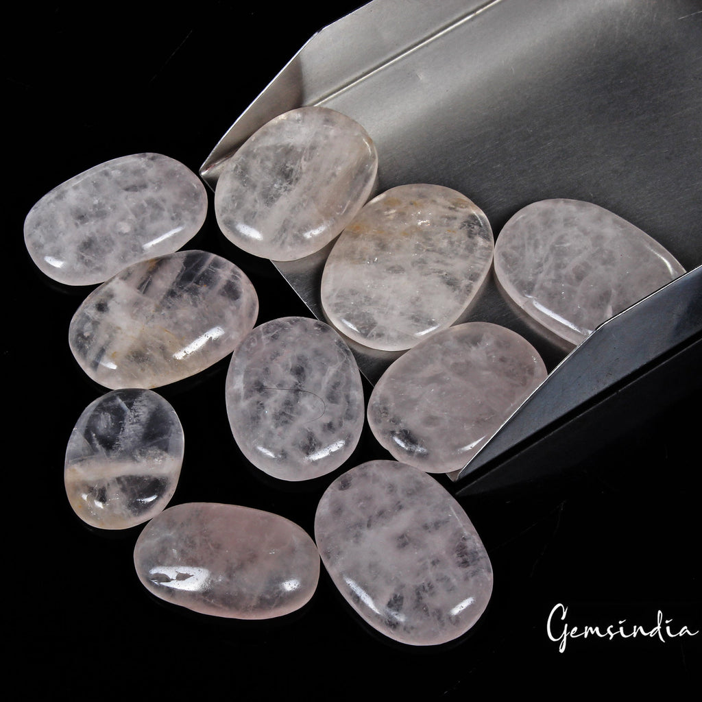 600 Cts/10 Pcs Natural Untreated Pink Rose Quartz Oval Cab Loose Wholesale Gems
