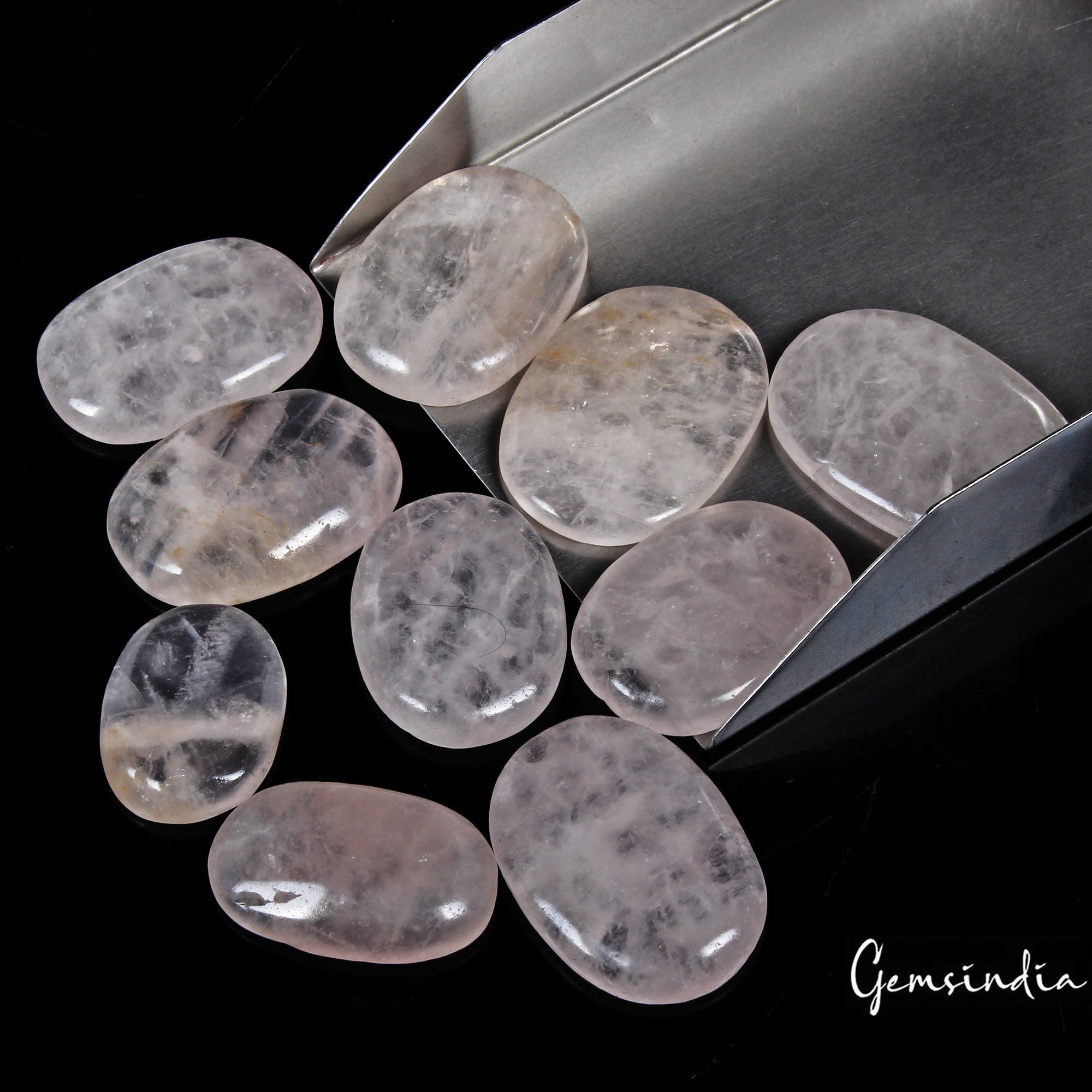 600 Cts/10 Pcs Natural Untreated Pink Rose Quartz Oval Cab Loose Wholesale Gems