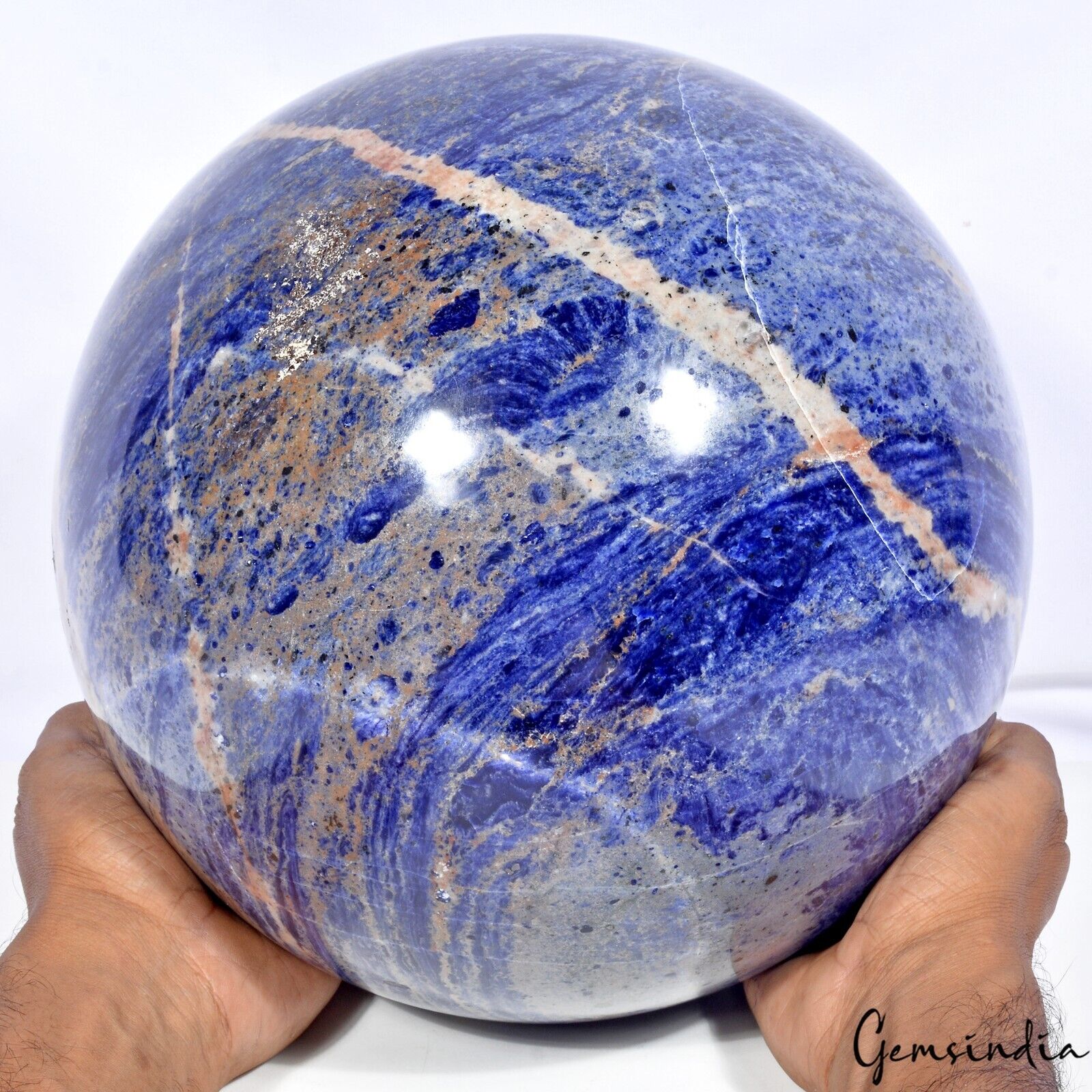 23.4 Kilo Large Natural Blue Sodalite Crystal Healing Chakra Stone Sphere Ball