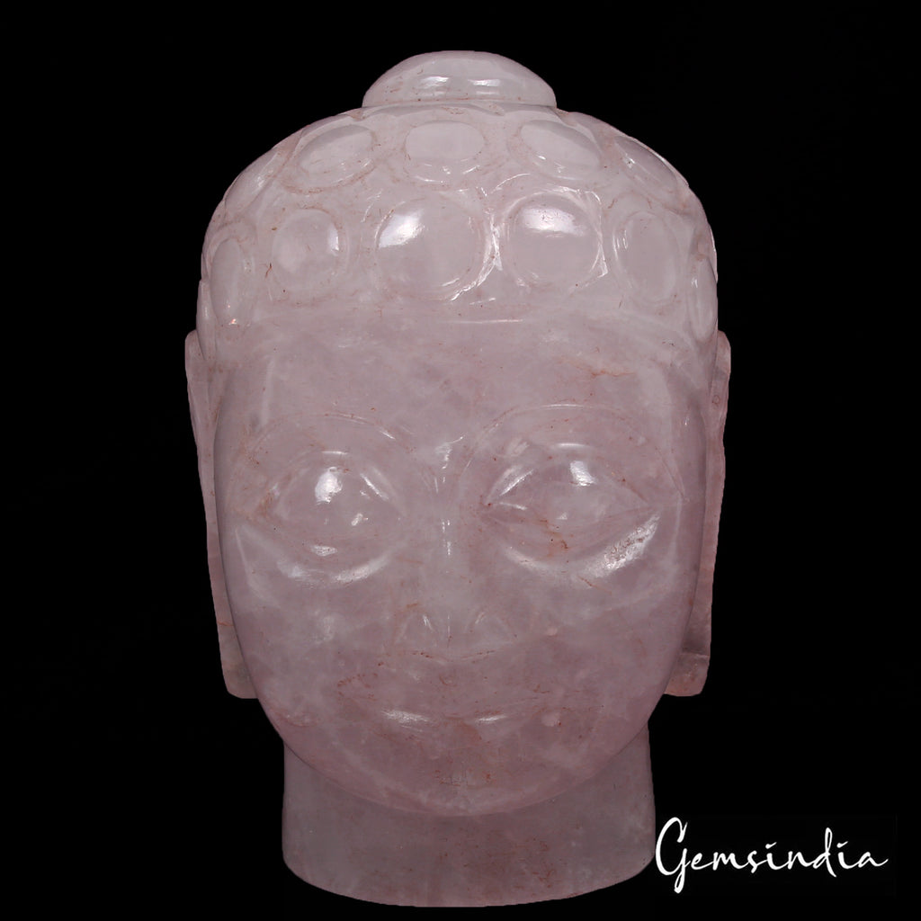Rose Quartz Buddha Figurine, Untreated, Pink — 73 x 48 x 47 mm, 1190 Ct