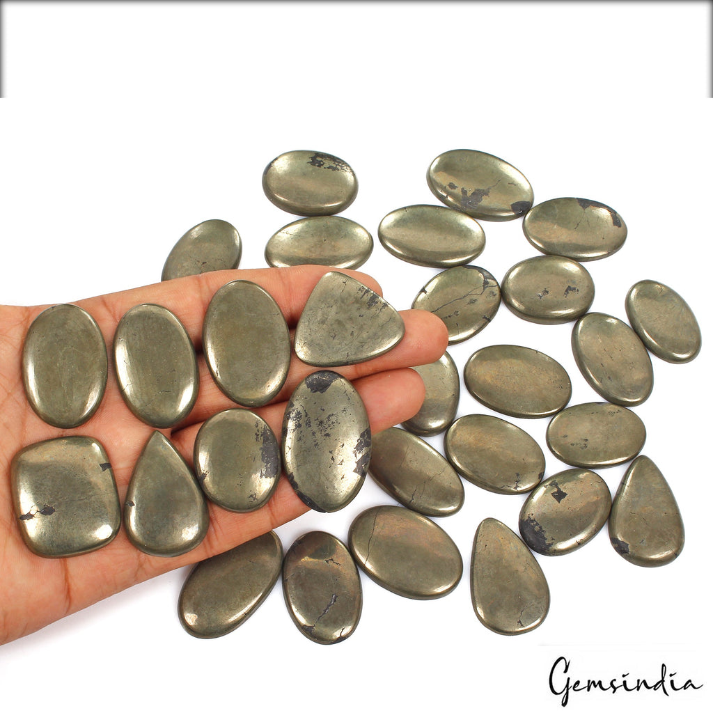 1500 Cts/29 Pcs Natural Untreated Gold Pyrite Mixed Cab Loose Gems Wholesale Lot