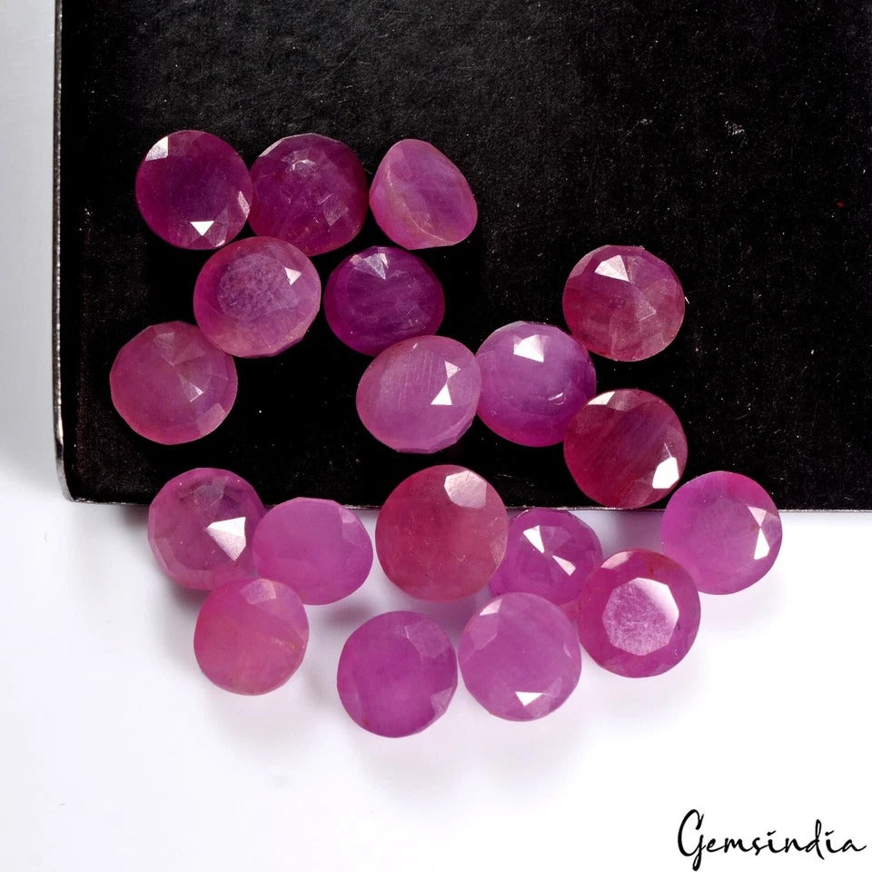 Ruby Lot, Loose Gemstone, Heated, Pink — 19 Pieces, 6mm, 26.50 Ct, Mozambique