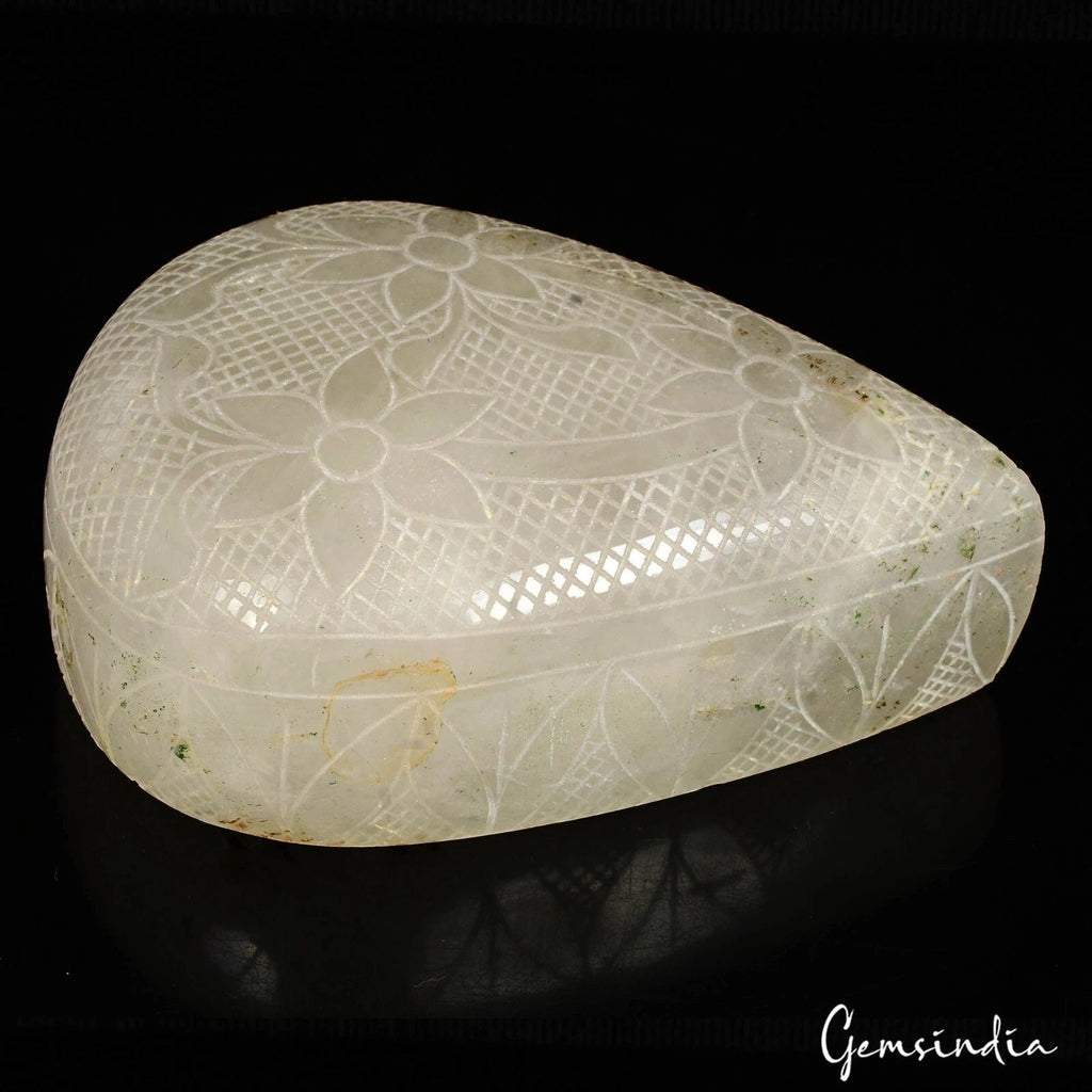 5200 Ct Natural White Quartz Pear Huge Carved Loose Untreated Huge Size Gemstone