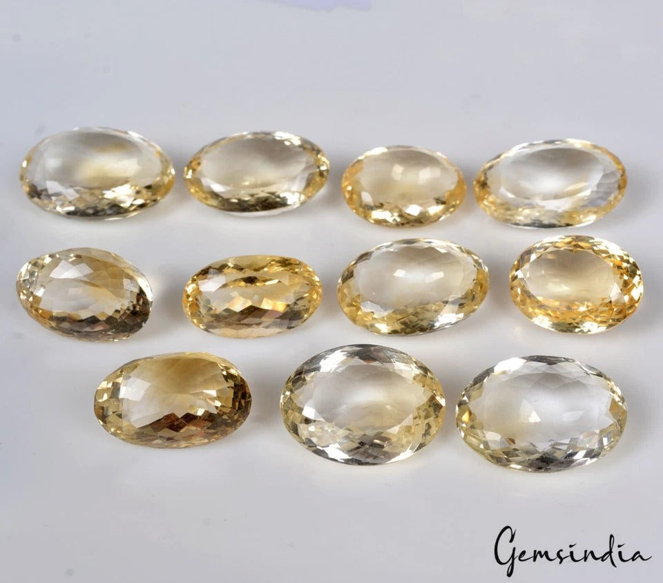Citrine Lot, Loose Gemstone, Untreated, Yellow — 11 Pieces, 18mm to 23mm, 207.00 Ct, Brazil