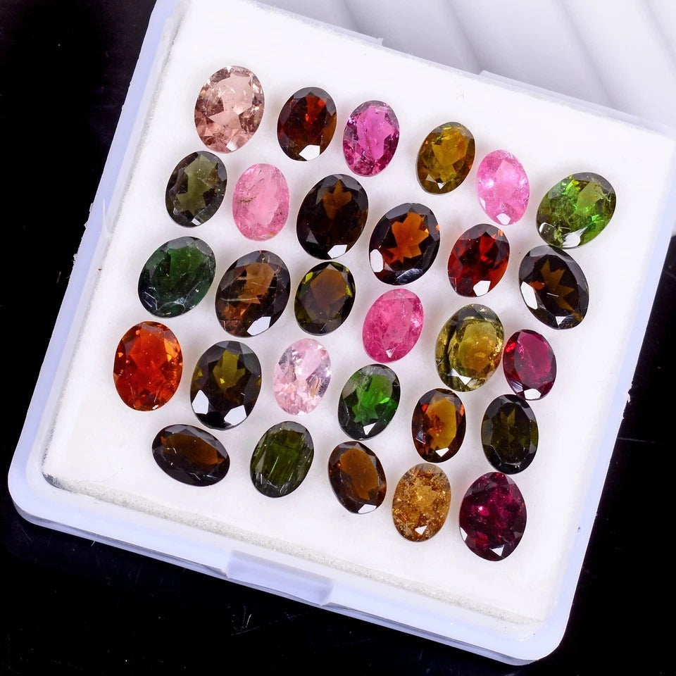 25.10 Ct Natural Multi color Tourmaline AAA Quality Oval Cut Loose Gemstone Lot