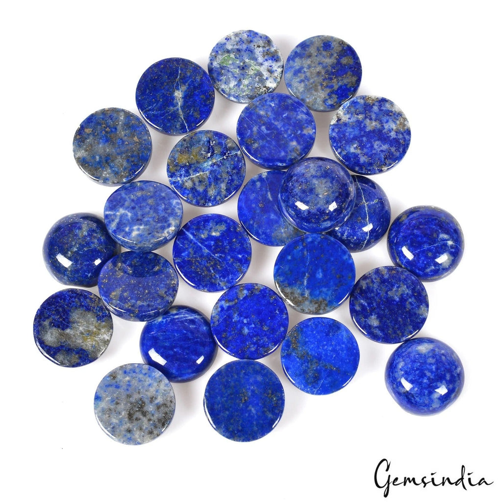 200 Ct/24 Pcs Natural Blue Lapis Lazuli Round Cab Loose Gemstone Lot For Jewelry