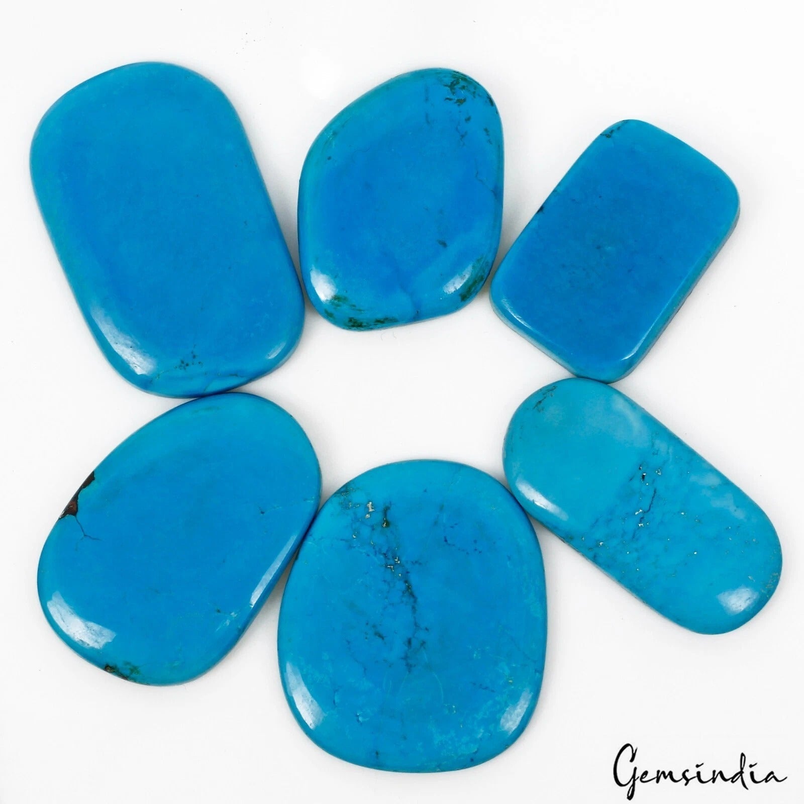 450 Ct/6 Pcs Natural Blue USA Arizona Turquoise Mix Cab Loose Wholesale Gems Lot