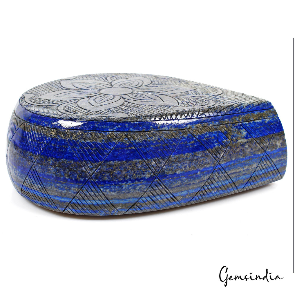 2.9 Kg Blue Grey Lapis Lazuli From Afghanistan Pear Carved Museum Grade Gemstone