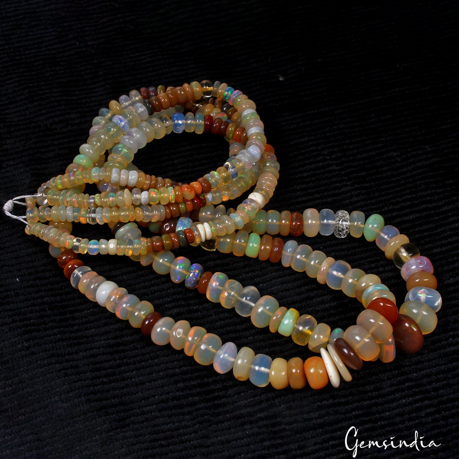 135 Ct/2 Strand Natural Untreated Welo Fire Shine Ethiopian Opal Round Beads 17"