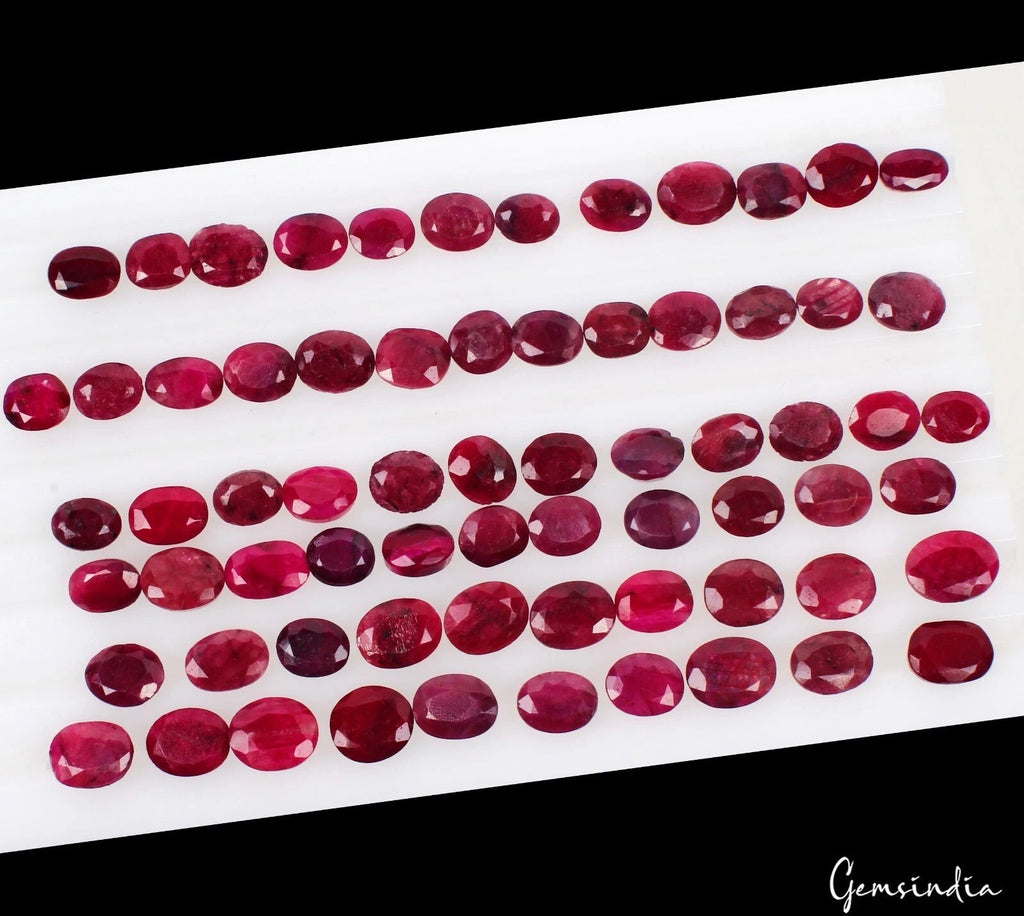 Superb 187.10 Ct Natural Red Ruby Oval Cut Faceted Loose Wholesale Gems Lot 68Pc