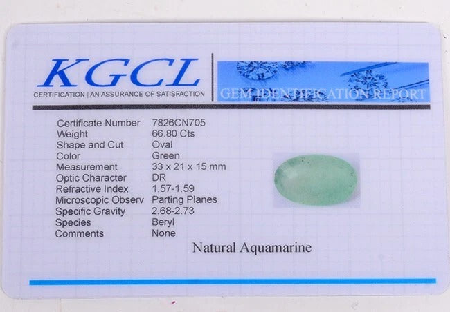 Certified 66.80 Ct Natural Green Aquamarine Oval Checker board Huge AAA Gemstone