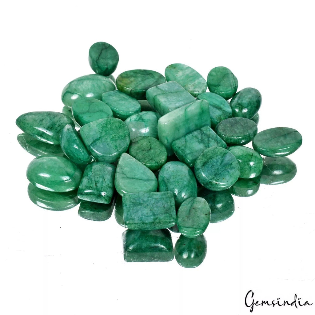 500 Cts/27 Pcs Natural Brazilian Green Emerald Mixed Cab Loose Gems For Jewelry