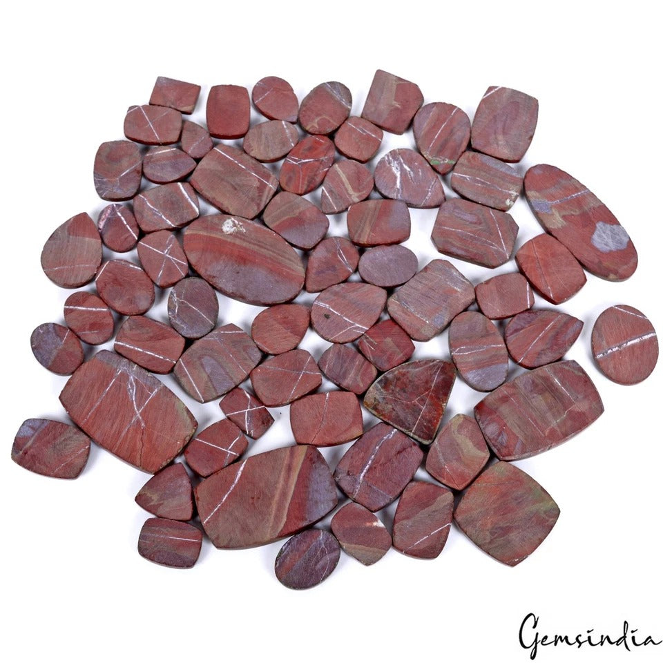 Red Jasper Lot, Cabochon, Untreated — 62 Pieces, 12mm to 46mm, 1100 Ct, Madagascar