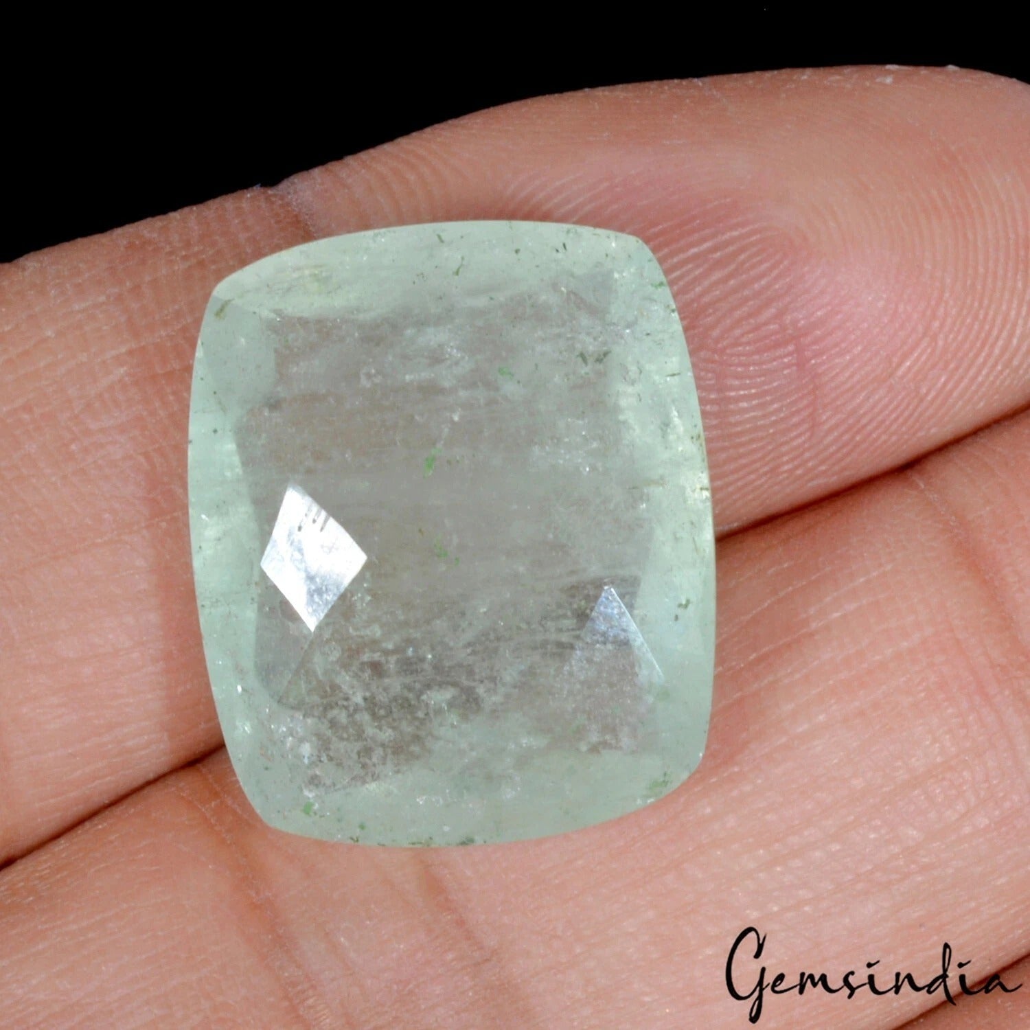 Certified 20.60Ct Natural Aqua Green Aquamarine Cushion Checker Cut Gem For Ring