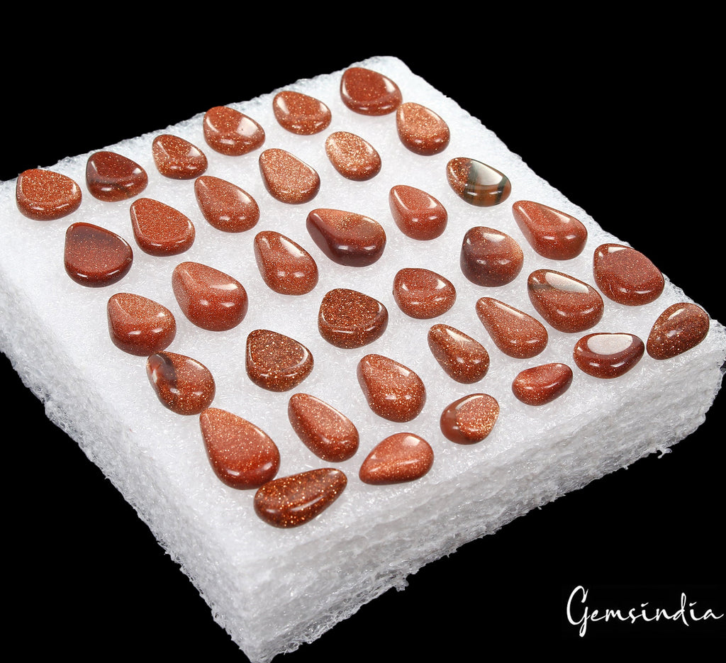 175.20 Cts/37 Pcs Natural Untreated Glittering Shine Sunstone Pear Cab Gems Lot