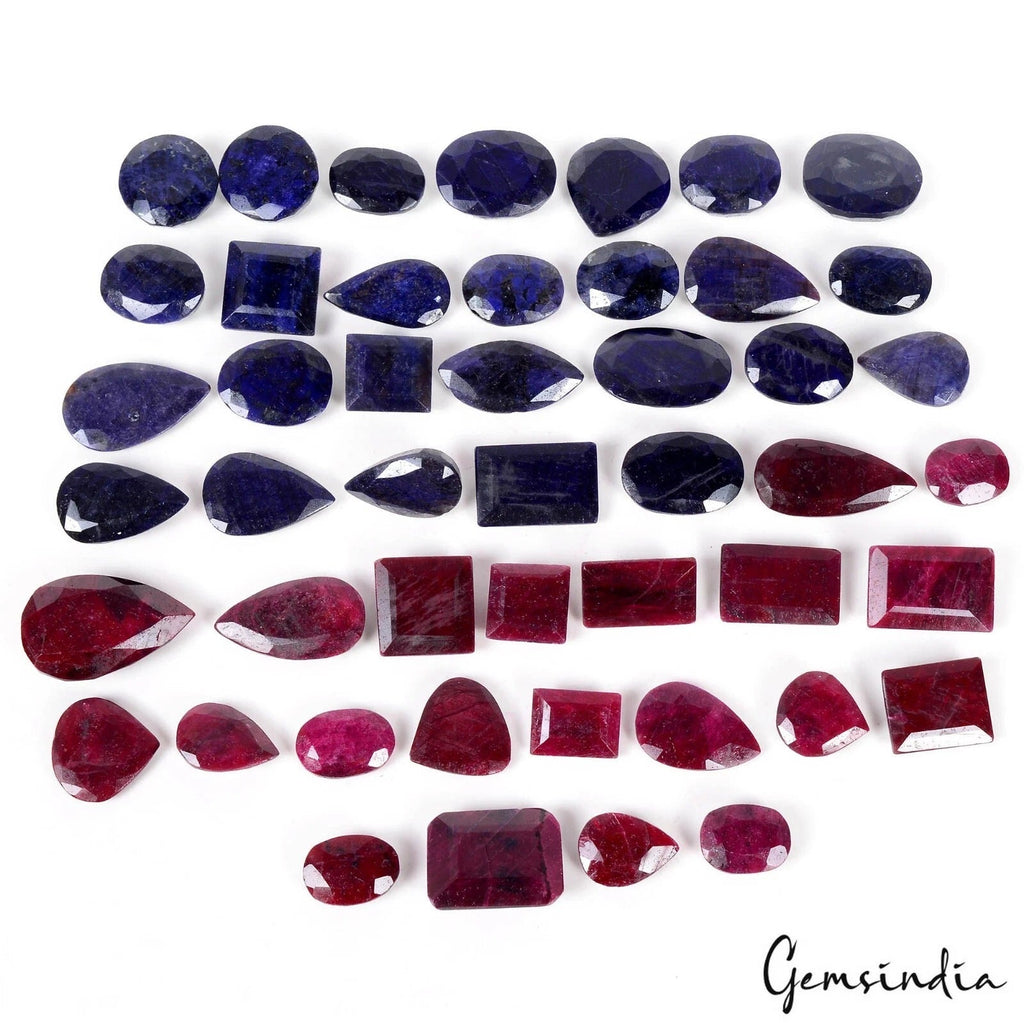 1560Ct/16-33mm Natural Ruby Sapphire Mix Cut Loose Madagascar Certified Gems Lot