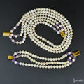 Genuine 680. 50Ct Freshwater Pearl & Amethyst 3 Strand Necklace Bracelet Jewelry