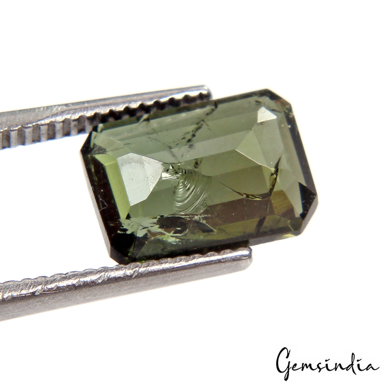 Precious CERTIFIED Tourmaline Emerald Cut 1.60 Ct Natural Green Loose Gemstone.