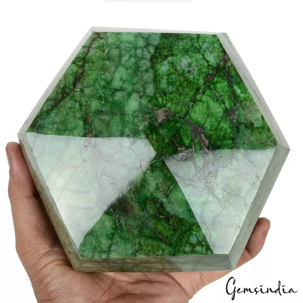Huge 3.7 Kilo Natural Green Emerald Earth Mined Huge Hexagon Cut Brazil Gemstone
