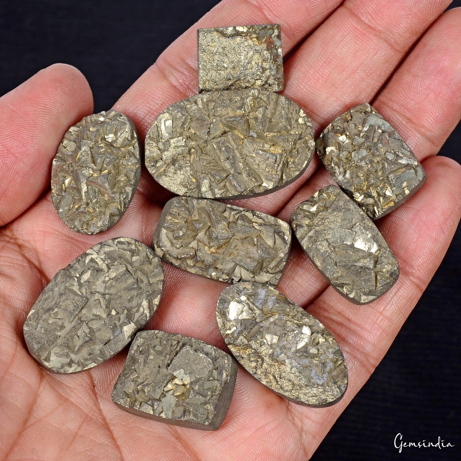 Pyrite Lot, Rough, Gold — 9 Pieces, 16 mm to 33mm, 530 Ct