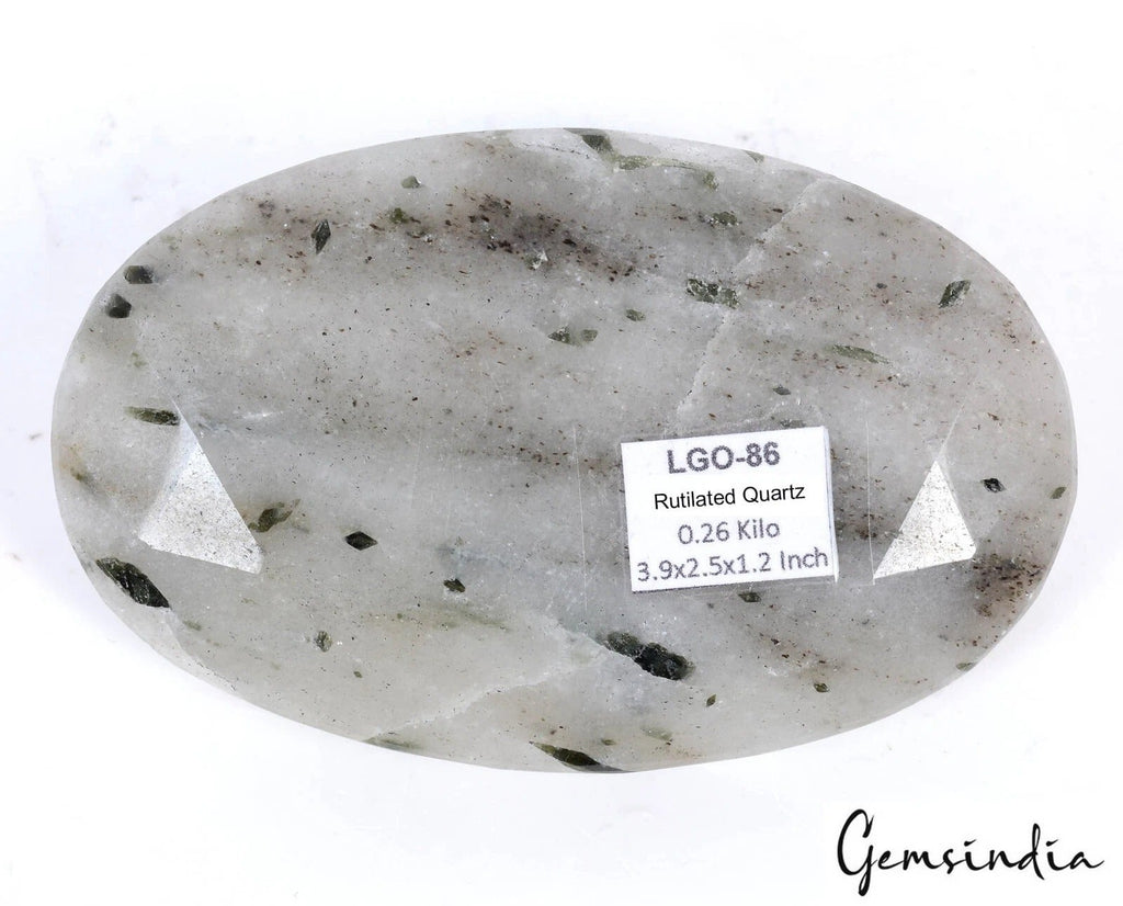 260 Gram Natural Untreated Rutilated Quartz Oval Cut Earth Mined Loose Gemstone