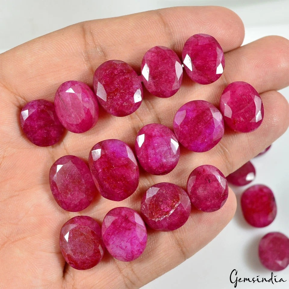 Bixbite Lot, Loose Gemstone, Color Enhanced, Red — 53 Pieces, 13mm to 16mm, 500 Ct