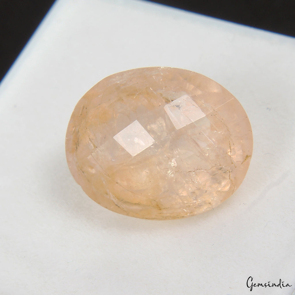 11.50 Cts Natural Untreated Brazilian Peach Morganite Loose Oval Checker Cut Gem