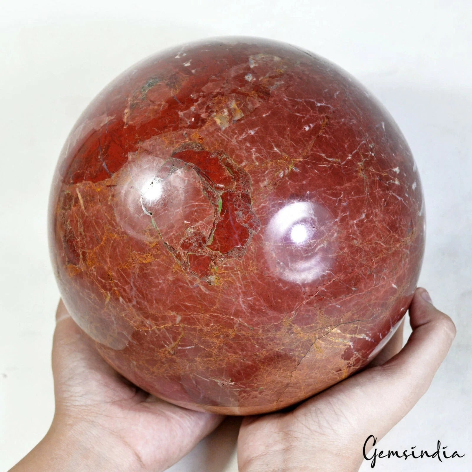 10.3 Kg Large Natural Red Jasper Sphere Crystal Ball Reiki Specimen Healing 7.5"