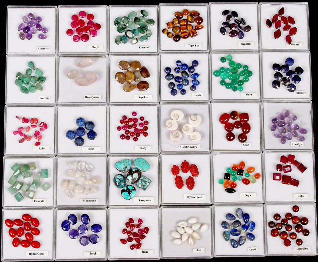 30 Lot Estate Genuine Multi Gems Loose Multi Color Gemstones Collection w/ Boxes