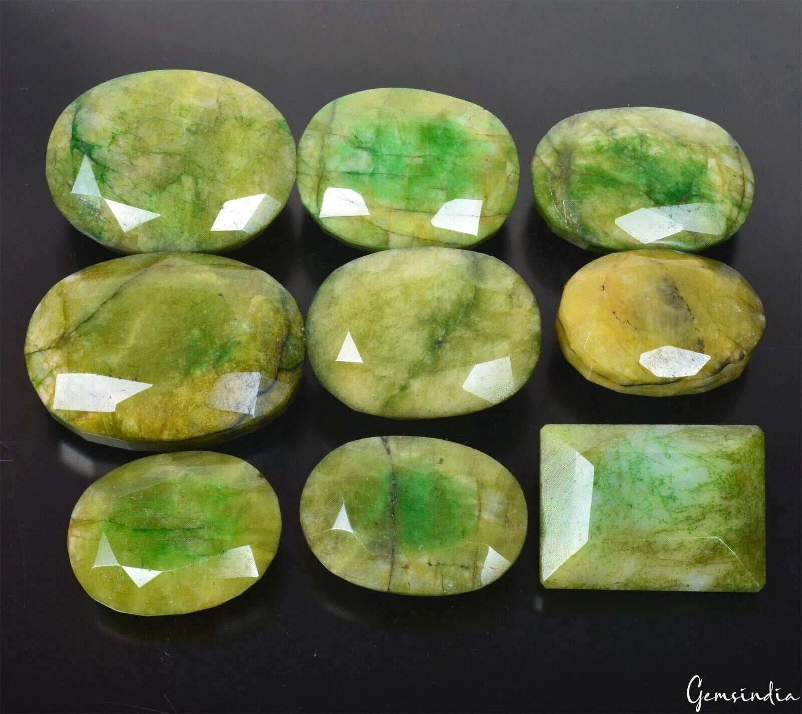 2650 Ct/9 Pcs Natural Brazilian Green Emerald Mixed Cut Loose Gems Wholesale Lot