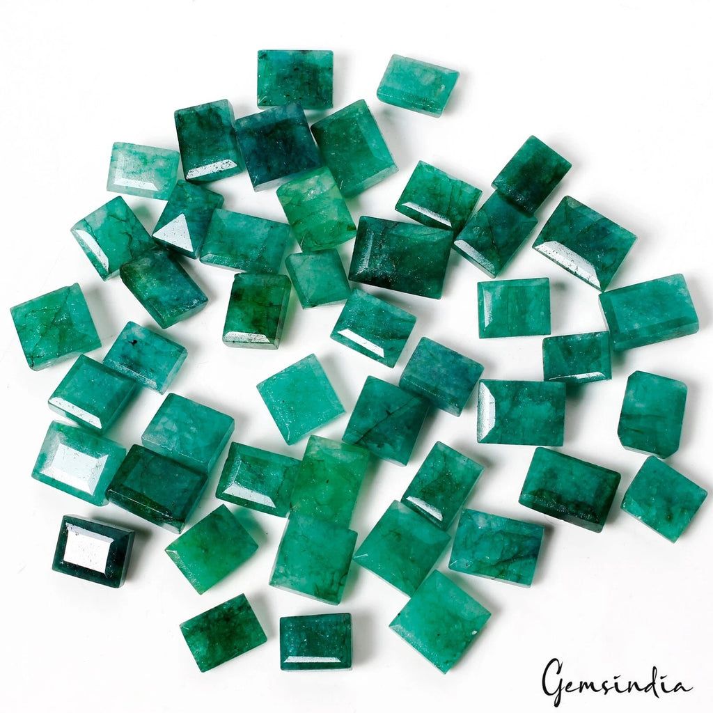 Emerald Lot, Loose Gemstone, Color Enhanced, Green — 46 Pieces, 12mm to 17mm, 650 Ct, Brazil