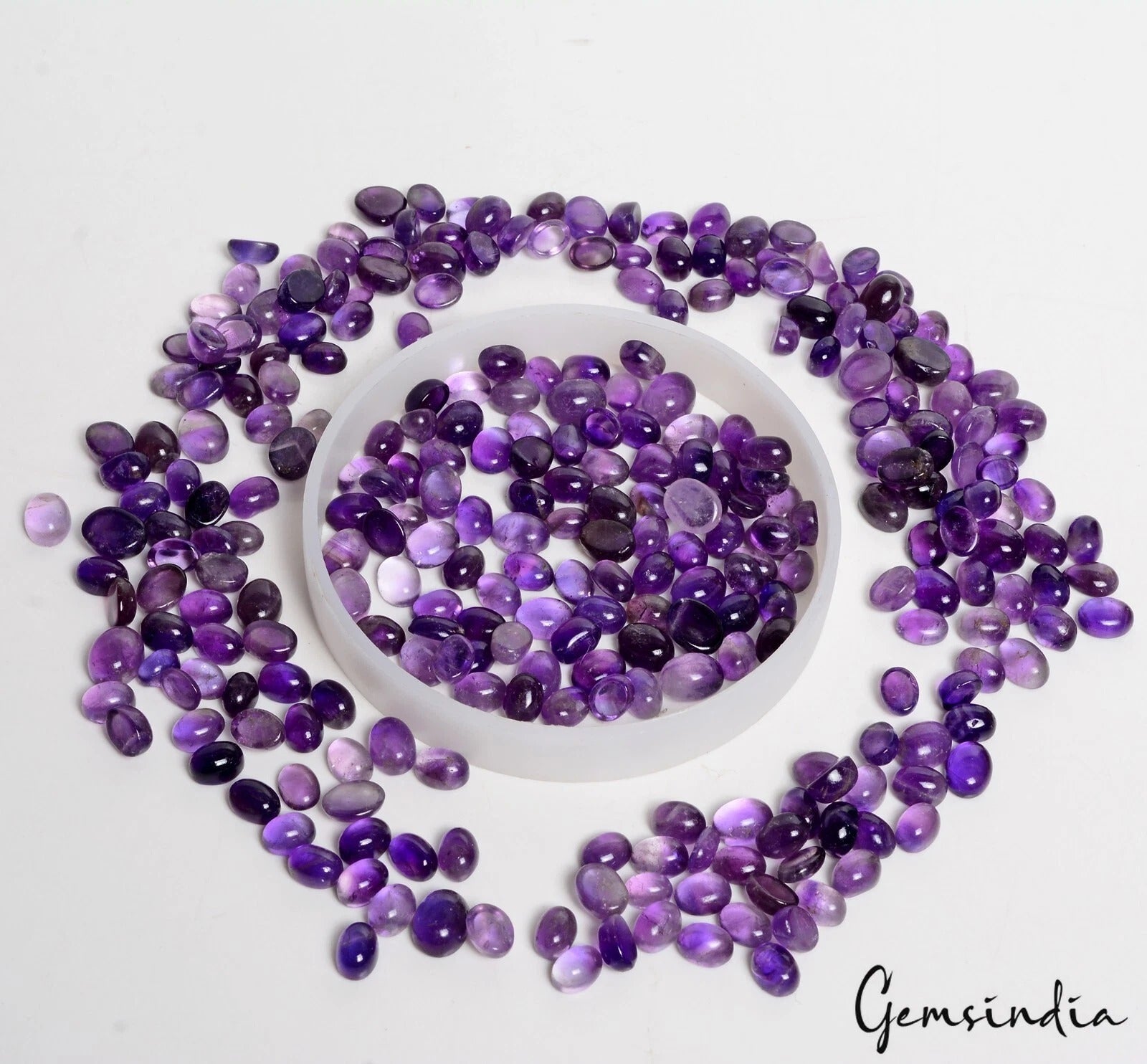 500 Ct/289 Pcs Natural Untreated Purple Amethyst Oval Cab Loose Gems For Jewelry