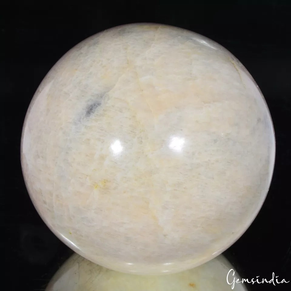 4400 Ct Natural Peach Moonstone Healing Crystal Mineral Sphere Gems With Stand