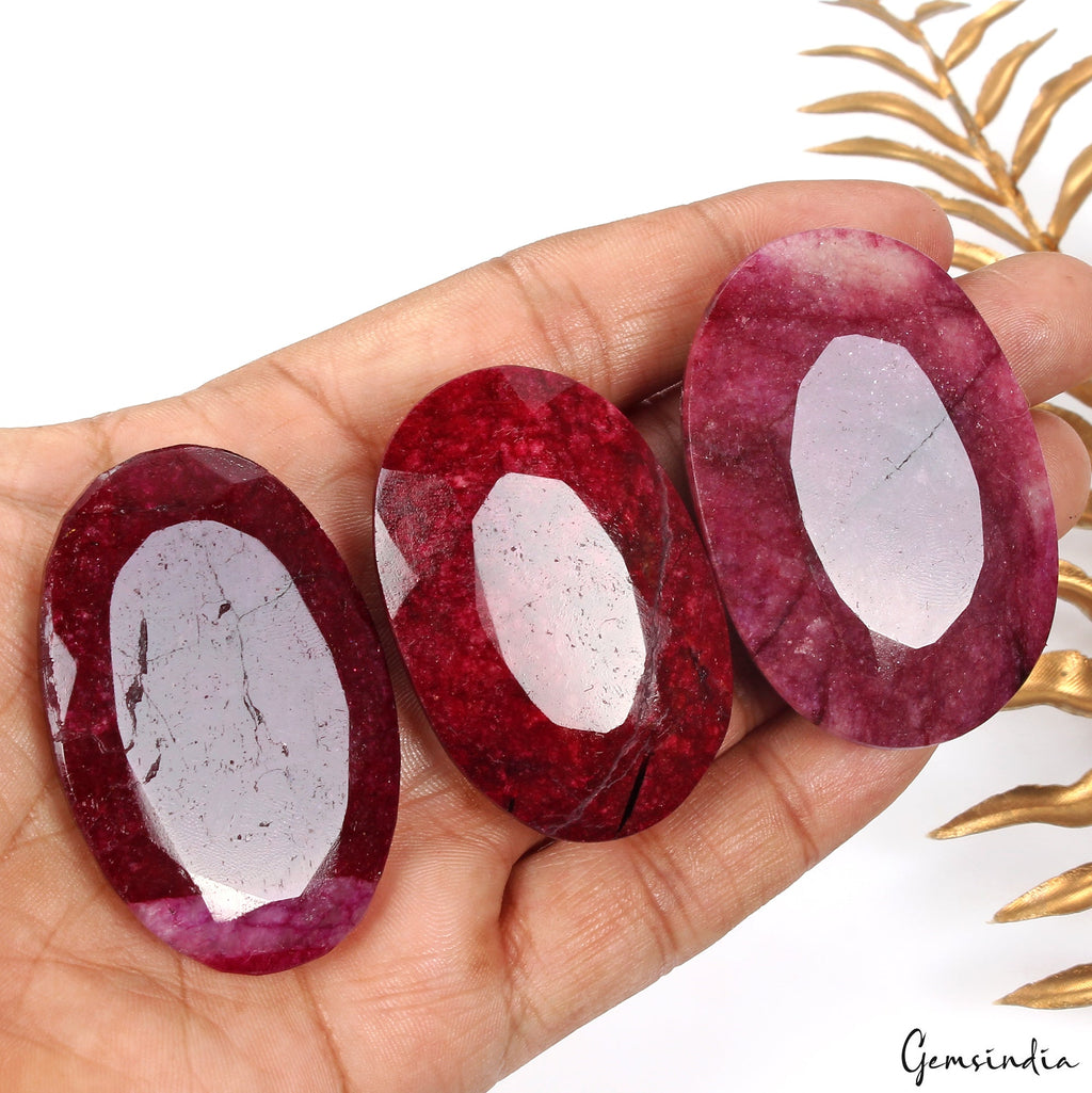630Ct Natural Pink Red USA Beryl Bixbite Oval Faceted Loose 50-55mm Huge Gem Lot