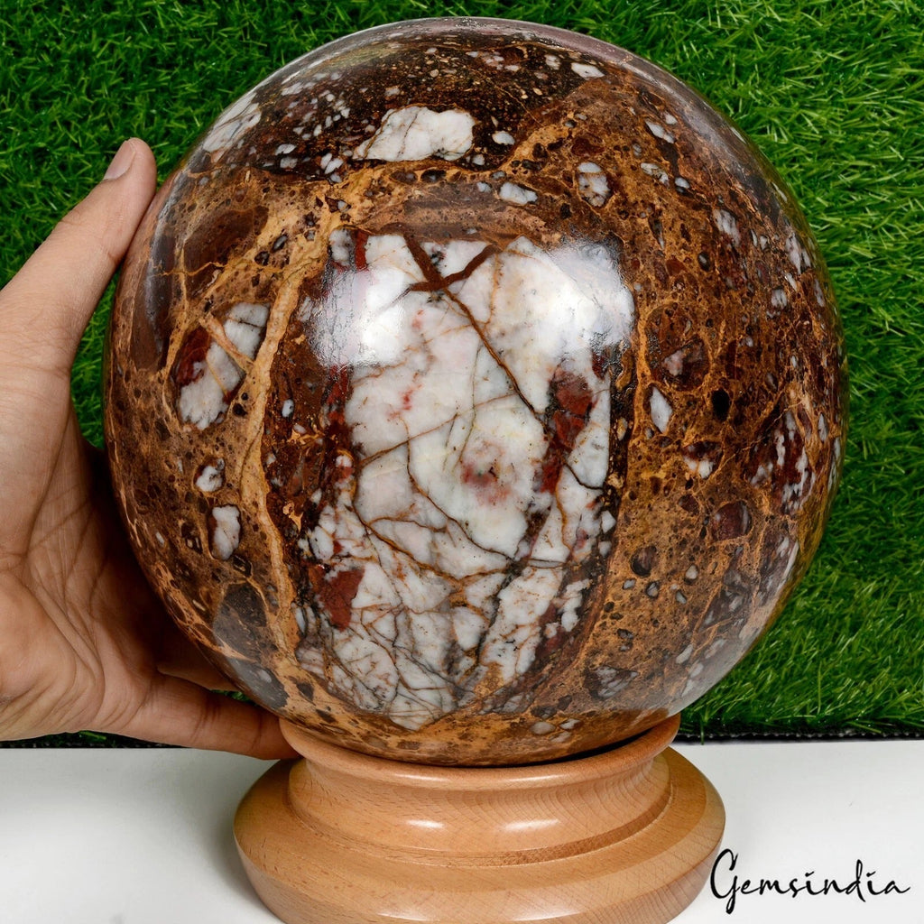 14 Kg Natural Untreated Brown King Cobra Jasper Huge Sphere Crystal Healing 8.5"