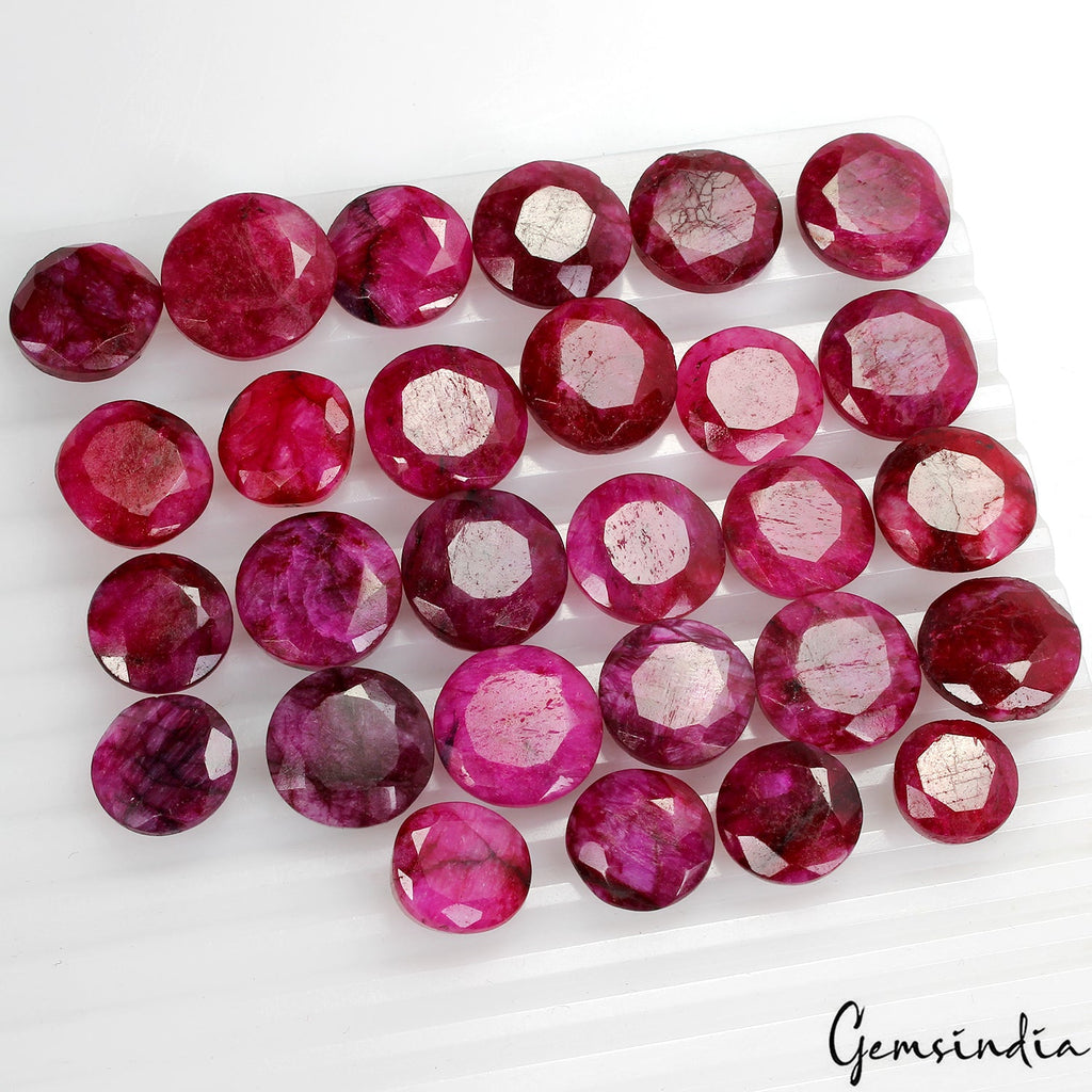350 Ct Natural Utah Red Beryl/Bixbite Round Faceted Loose Gemstone Lot~28 Pcs
