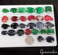 800 Ct/27 Pcs Natural Multi Color Emerald Ruby Sapphire Mixed Cut Loose Gems Lot