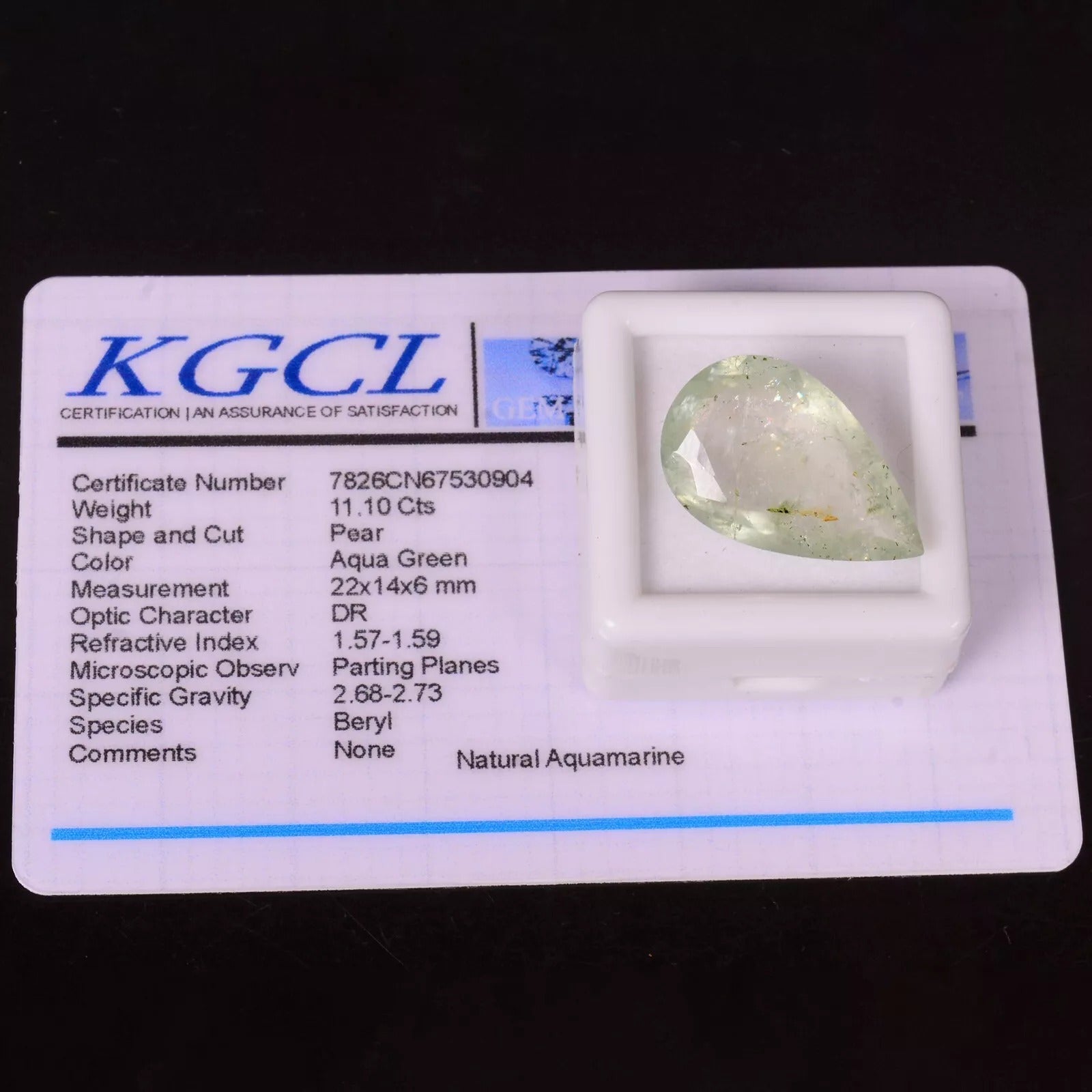 11.10Ct Natural Certified Breath Taking Blue Green Aquamarine Pear Cut Loose Gem