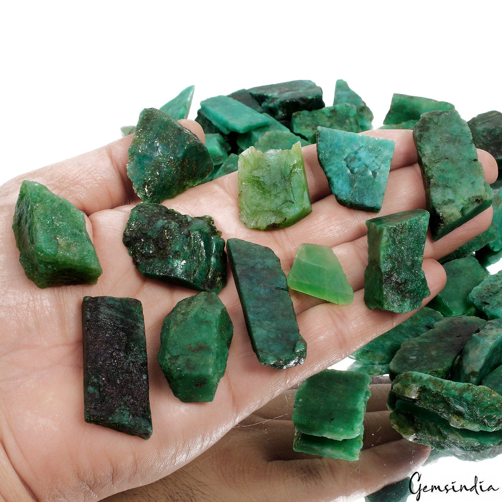 2500 Ct Natural Green Colombian Emerald Rough Uncut Freefrom Loose Gems Lot 50Pc