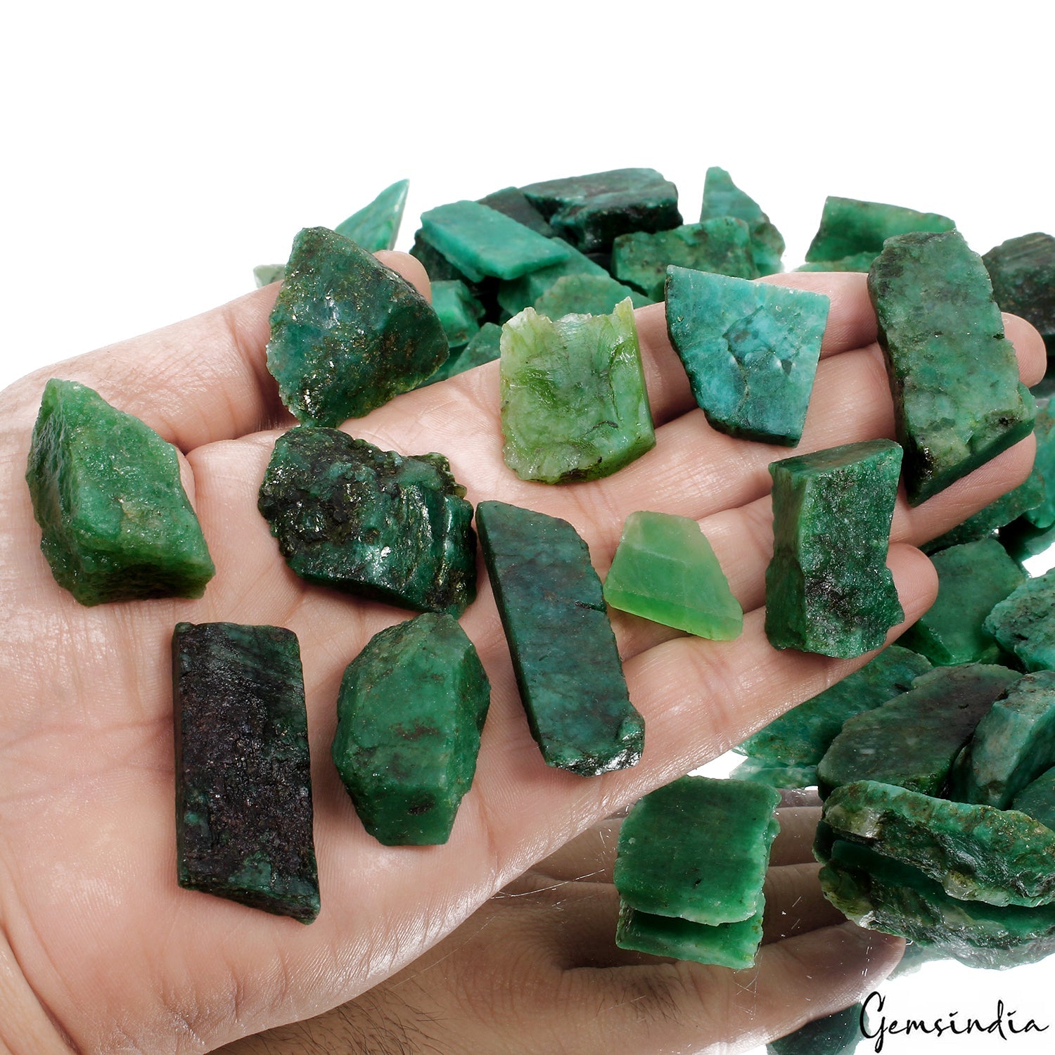 2500 Ct Natural Green Colombian Emerald Rough Uncut Freefrom Loose Gems Lot 50Pc