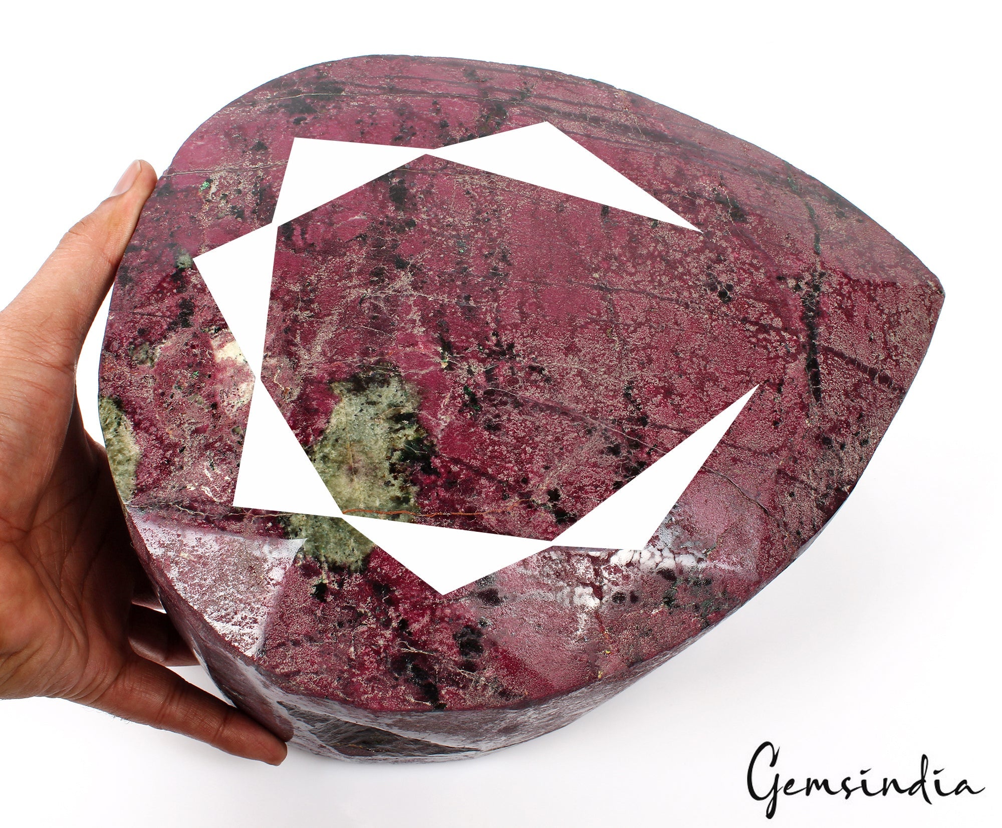 Large 15 Kg Natural Huge Green Red Ruby Zoisite Pear Faceted Untreated Gemstone