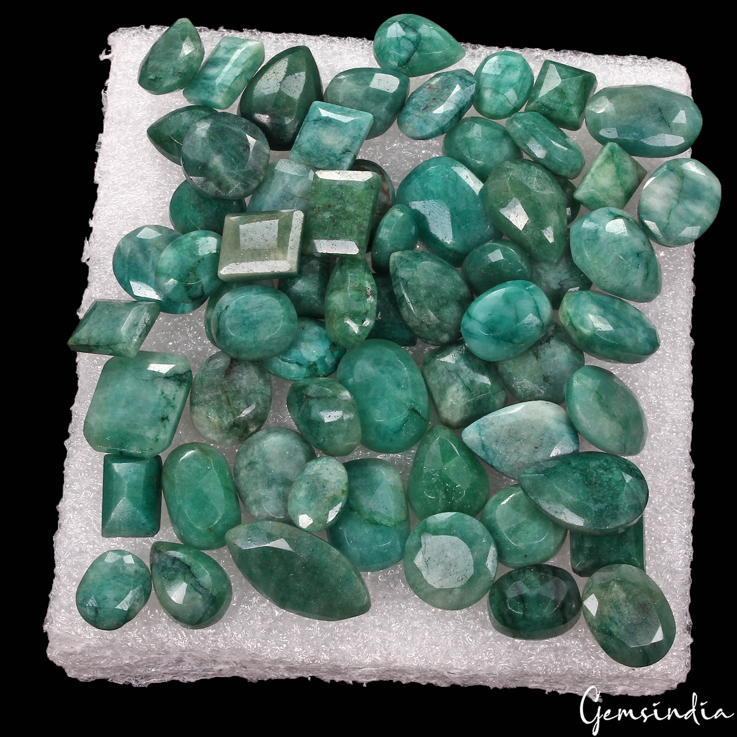 Certified 500 Cts/64 Pcs Natural Brazilian Green Emerald Mix Cut Wholesale Gems