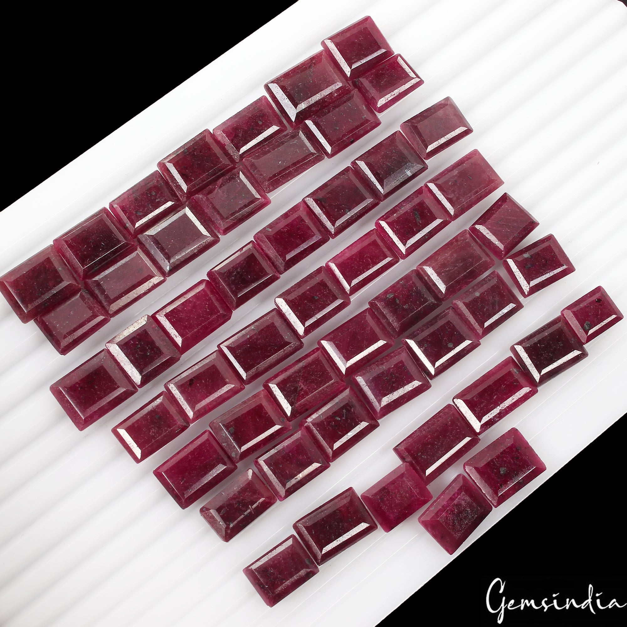 760 Ct/52 Pcs Natural Red Ruby Baguette Cut Loose Ring Size Certified Gemstones