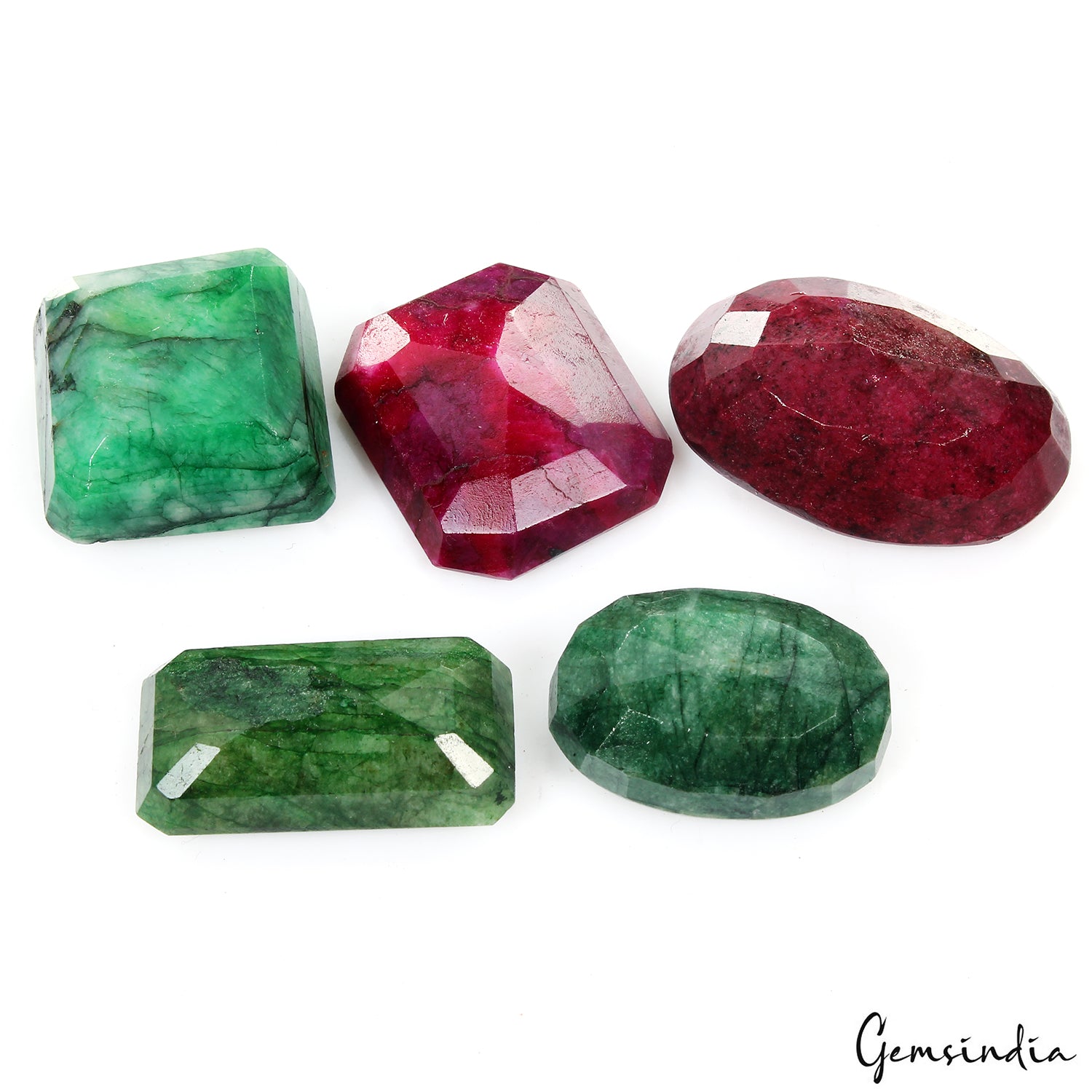 580 Ct Natural Green Emerald & Red Ruby Mix Cut Loose Huge Gemstones 30-43mm Lot