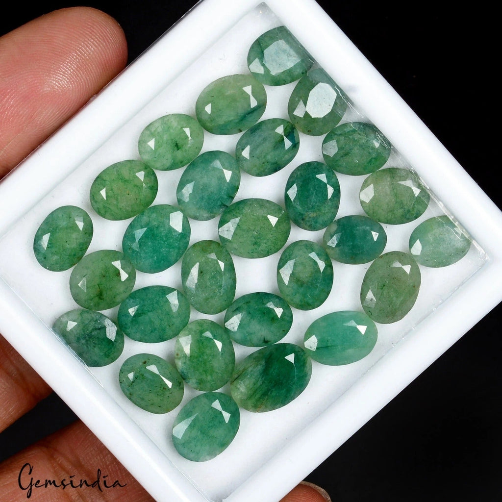Certified 74.80 Ct/27 Pcs Natural Colombian Green Emerald Oval Cut Loose Gem Lot