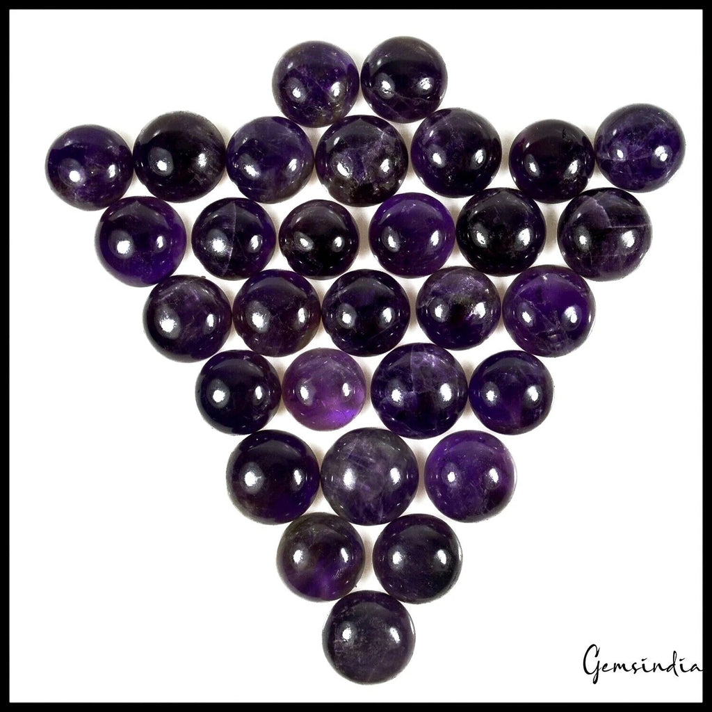 Amethyst Lot, Cabochon, Round Cabochon, Purple — 30 Pieces, 14mm to 17mm, 490 Ct, Madagascar